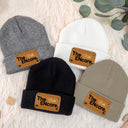 The Original Remix - Gift For Baby, Newborn, New Dad, Mom - Personalized Beanie With Leather Patch