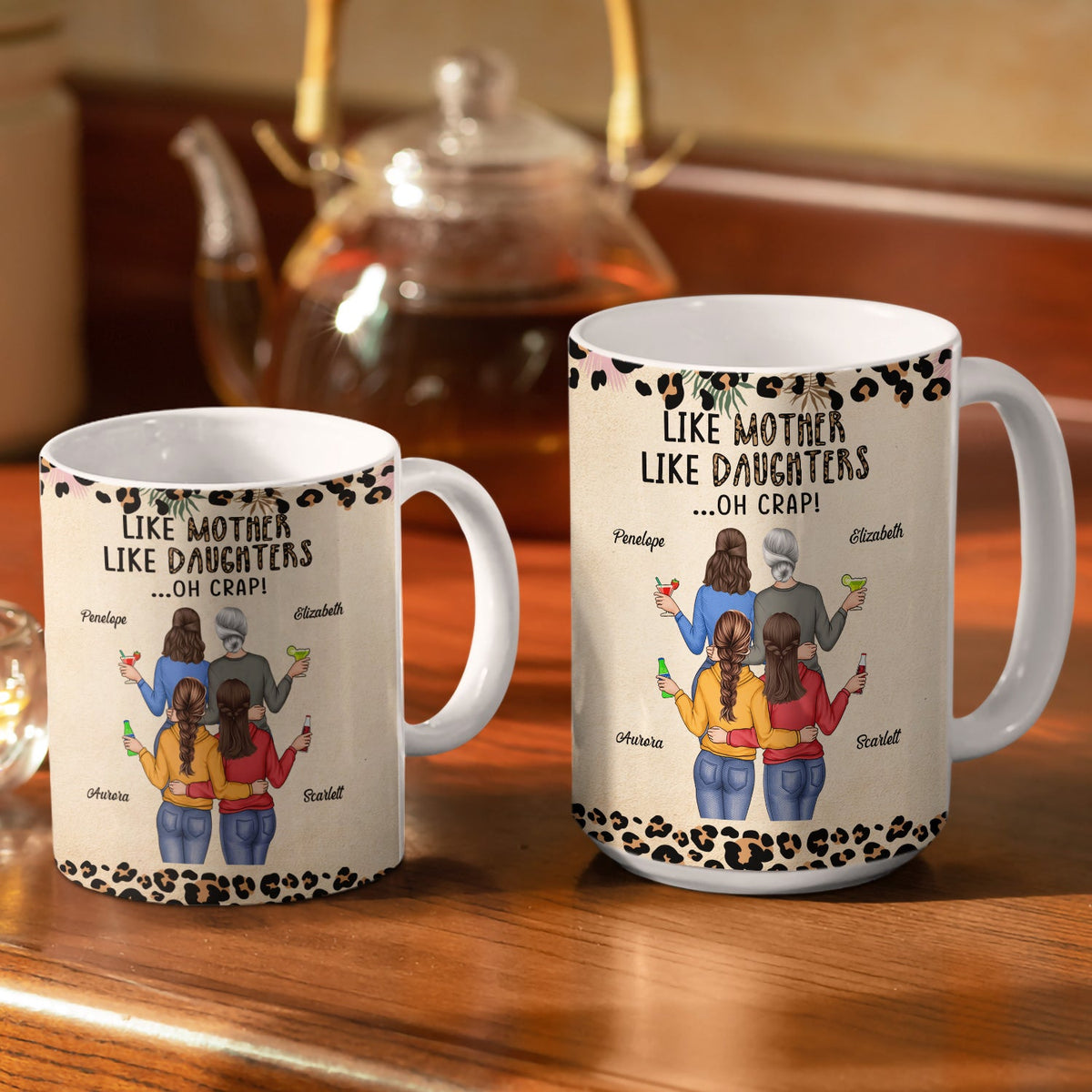Like Mother Like Daughter - Gift For Mom, Mother, Grandma, Daughter - Personalized White Edge-to-Edge Mug