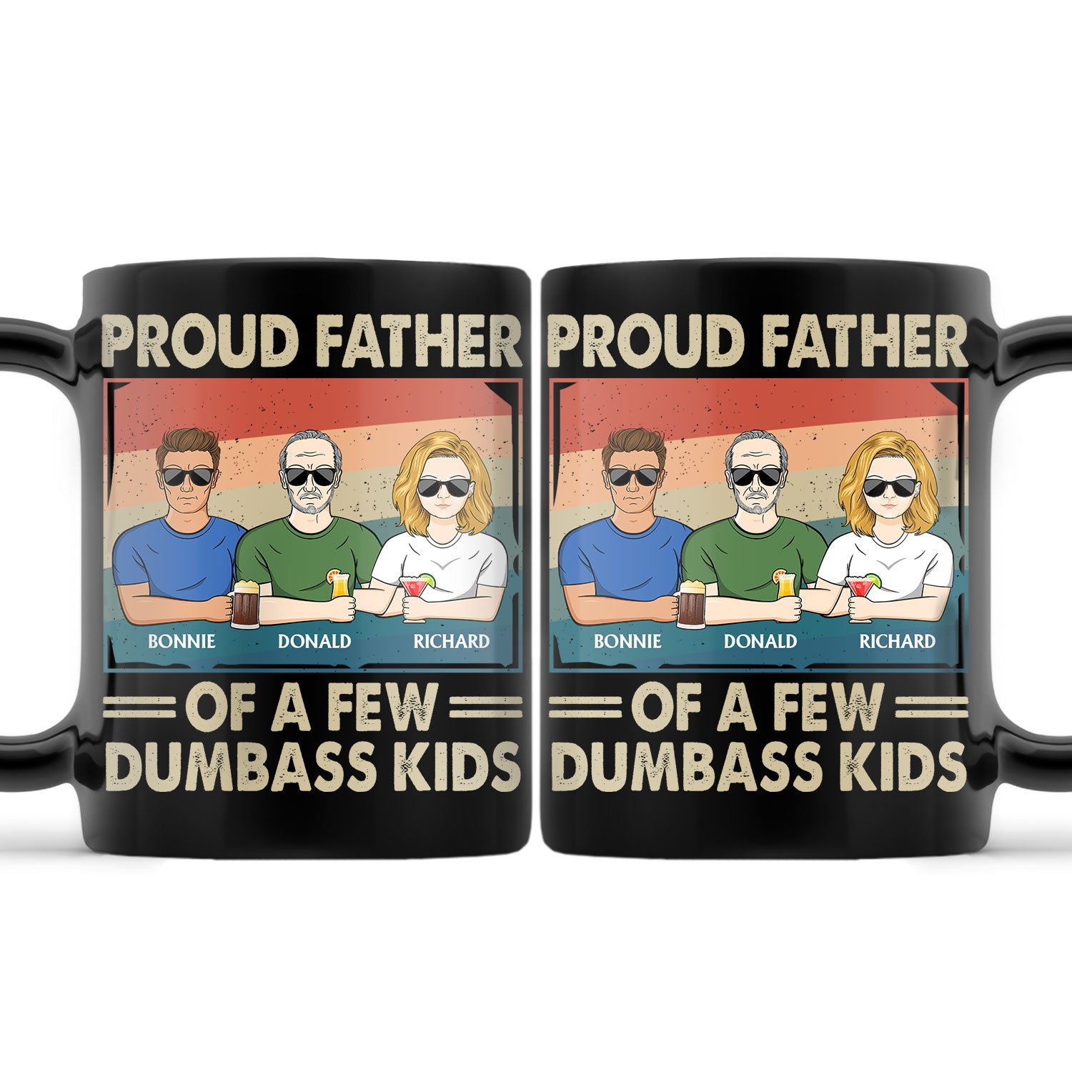 Proud Father Of A Few - Funny Gift For Dad, Father, Grandpa - Personalized Black Mug
