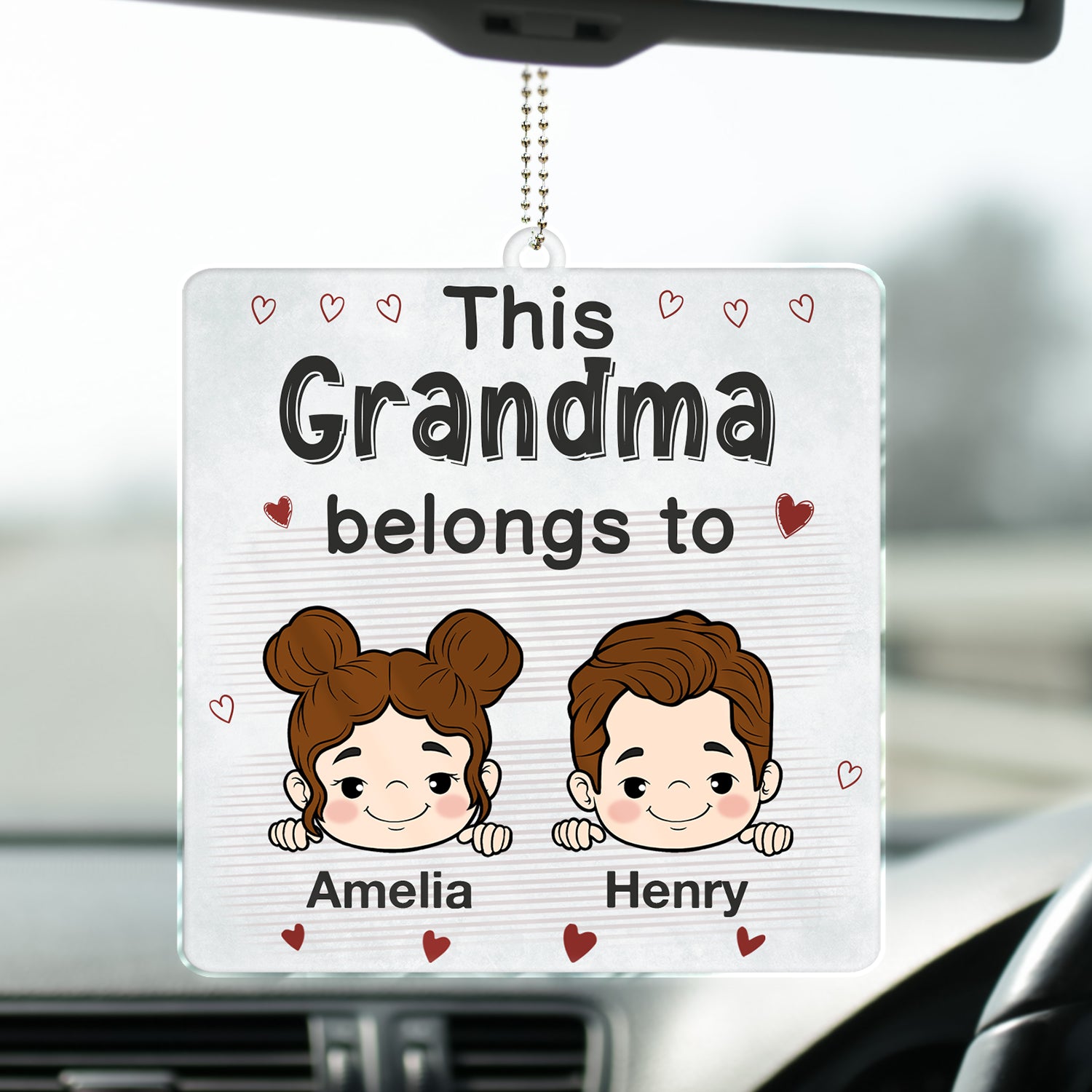 This Grandma Belongs To - Gift For Dad, Mom, Grandma, Grandpa - Personalized Acrylic Car Hanger