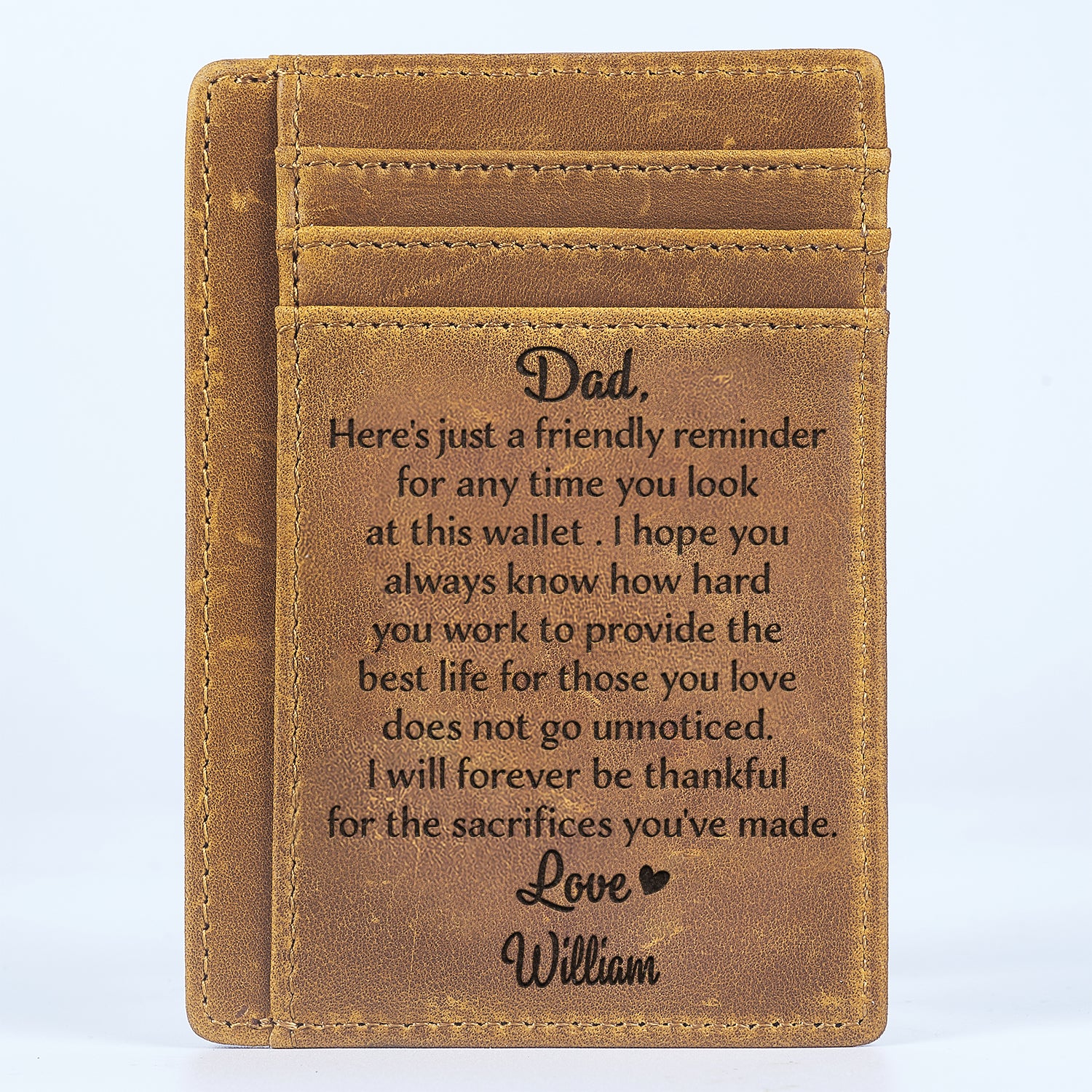 Here's Just A Friendly Reminder - Gift For Dad, Father, Grandpa - Personalized Card Wallet