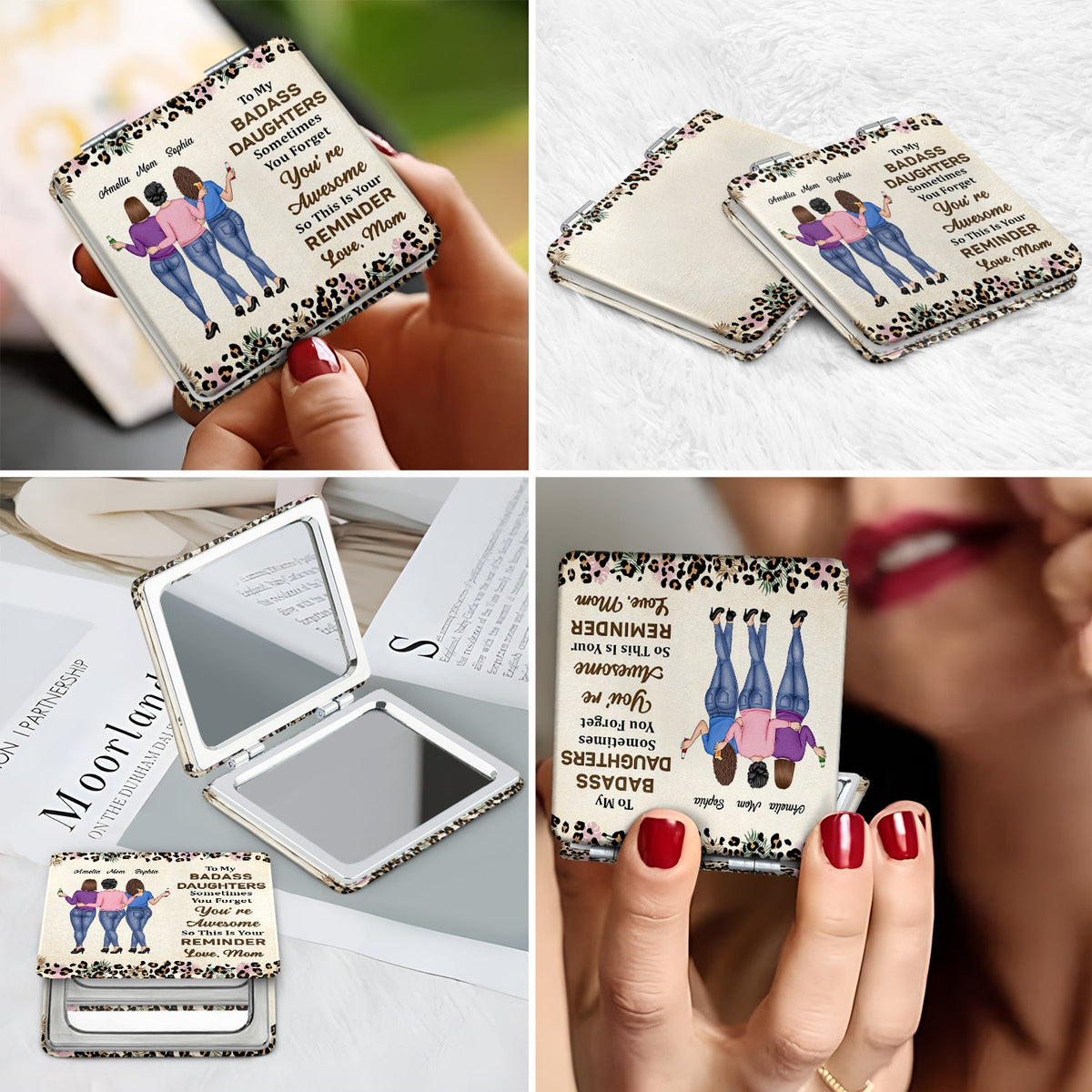 Voici donc votre rappel - Cadeau pour femme, fille, maman - Miroir compact carré personnalisé