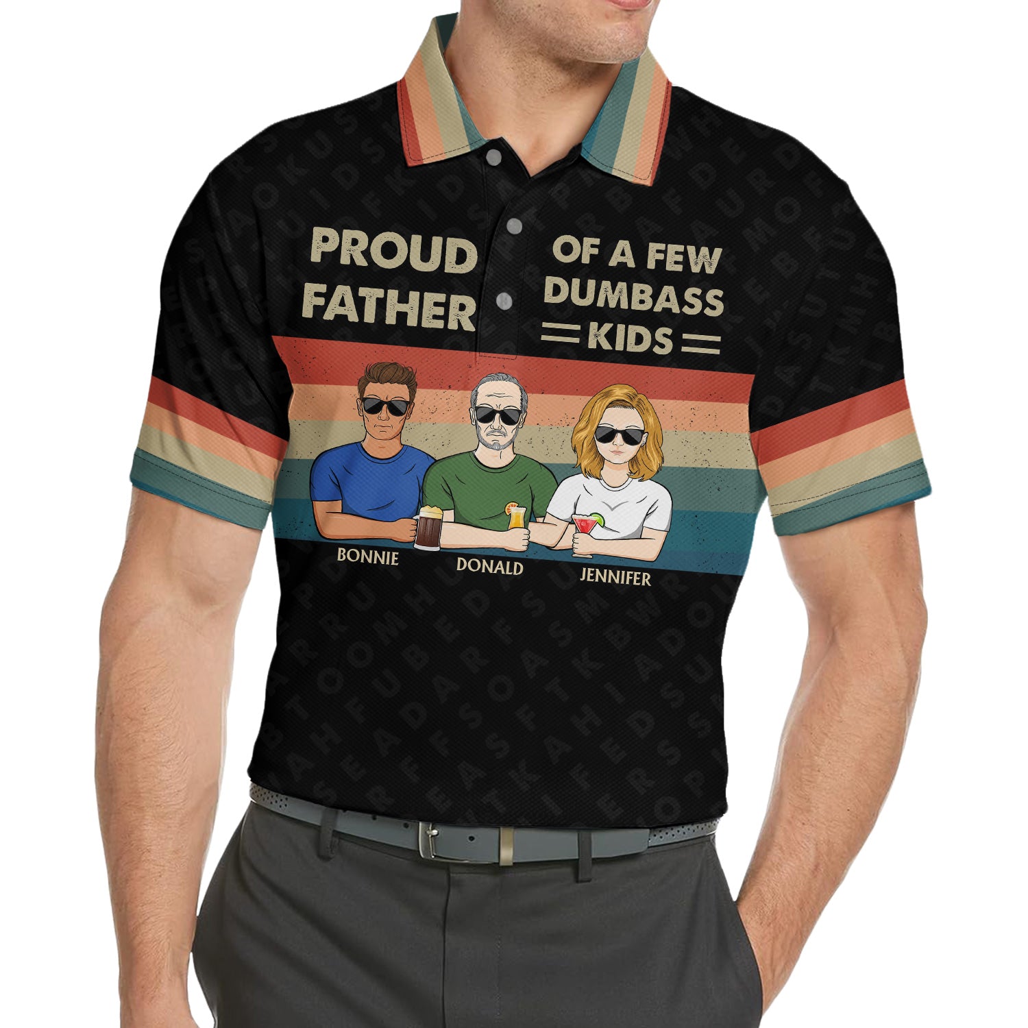 Proud Father Of A Few - Funny Gift For Dad, Daddy, Grandpa - Personalized Polo Shirt