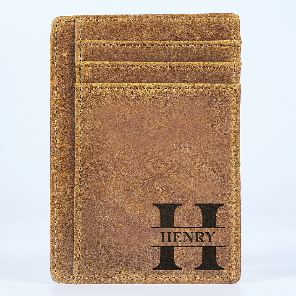 Alphabet Name - Gift For Men, Women, Dad, Mom, Husband, Wife - Personalized Card Wallet