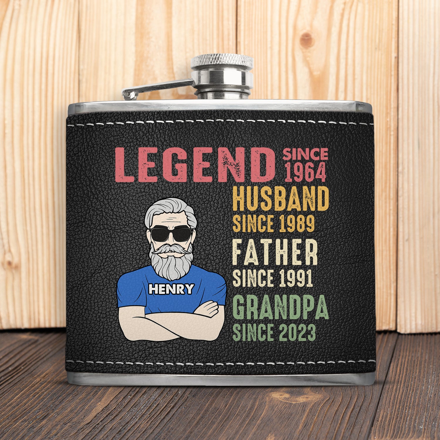 Legend Husband Father Grandpa - Funny Gift For Dad, Father, Grandpa - Personalized Hip Flask