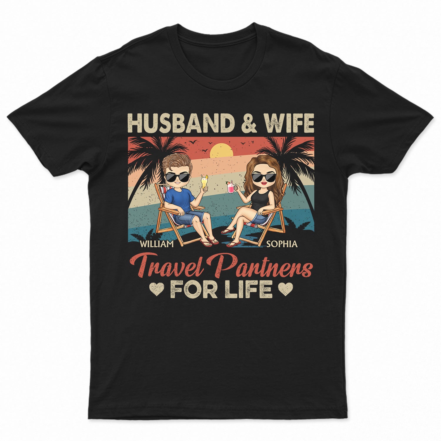 Travel Partners For Life - Gift For Traveling Lovers, Couples, Husband, Wife - Personalized T Shirt