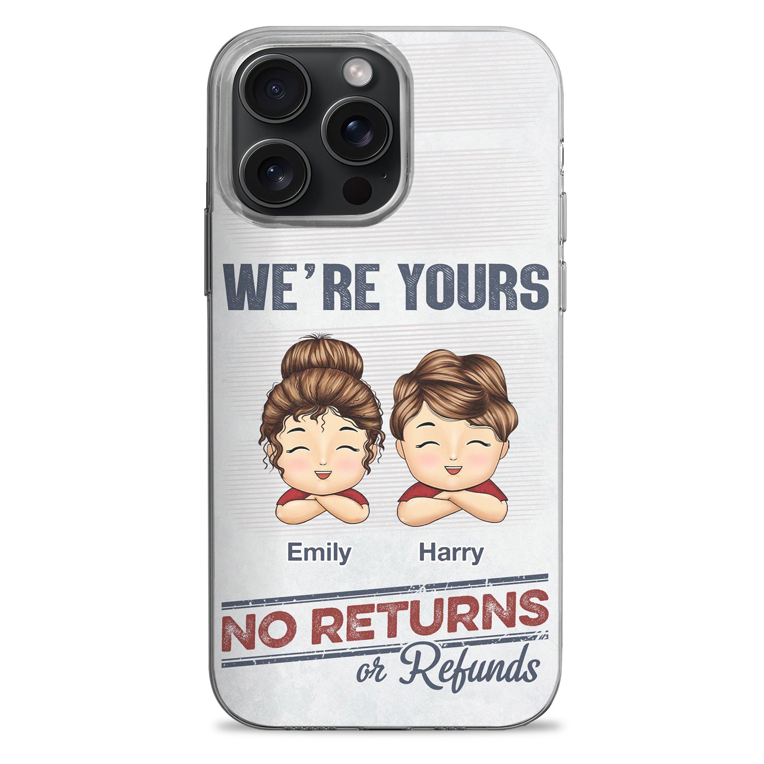 No Returns Or Refunds Chibi Grandkids - Funny Gift For Dad, Mom, Grandma, Grandpa - Personalized Clear Phone Case