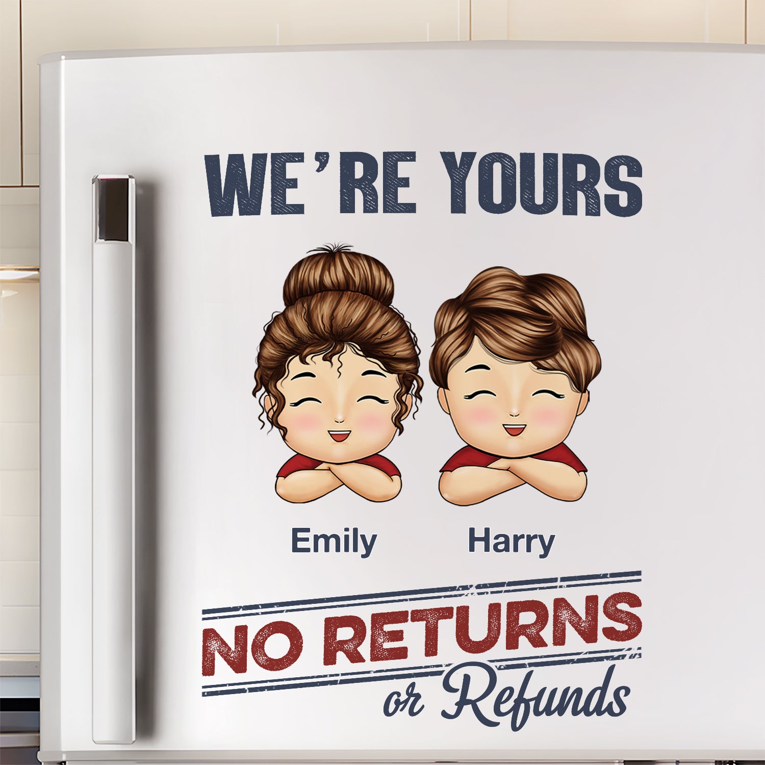 No Returns Or Refunds Chibi Grandkids - Funny Gift For Dad, Mom, Grandma, Grandpa - Personalized Decor Decal