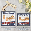 No Returns Or Refunds Chibi Grandkids - Funny Gift For Dad, Mom, Grandma, Grandpa - Personalized 2-Layered Wooden Plaque With Stand