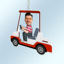 Custom Photo Golf Cart - Gift For Dad, Father, Grandpa, Golfer, Golf Lover - Personalized Acrylic Car Hanger
