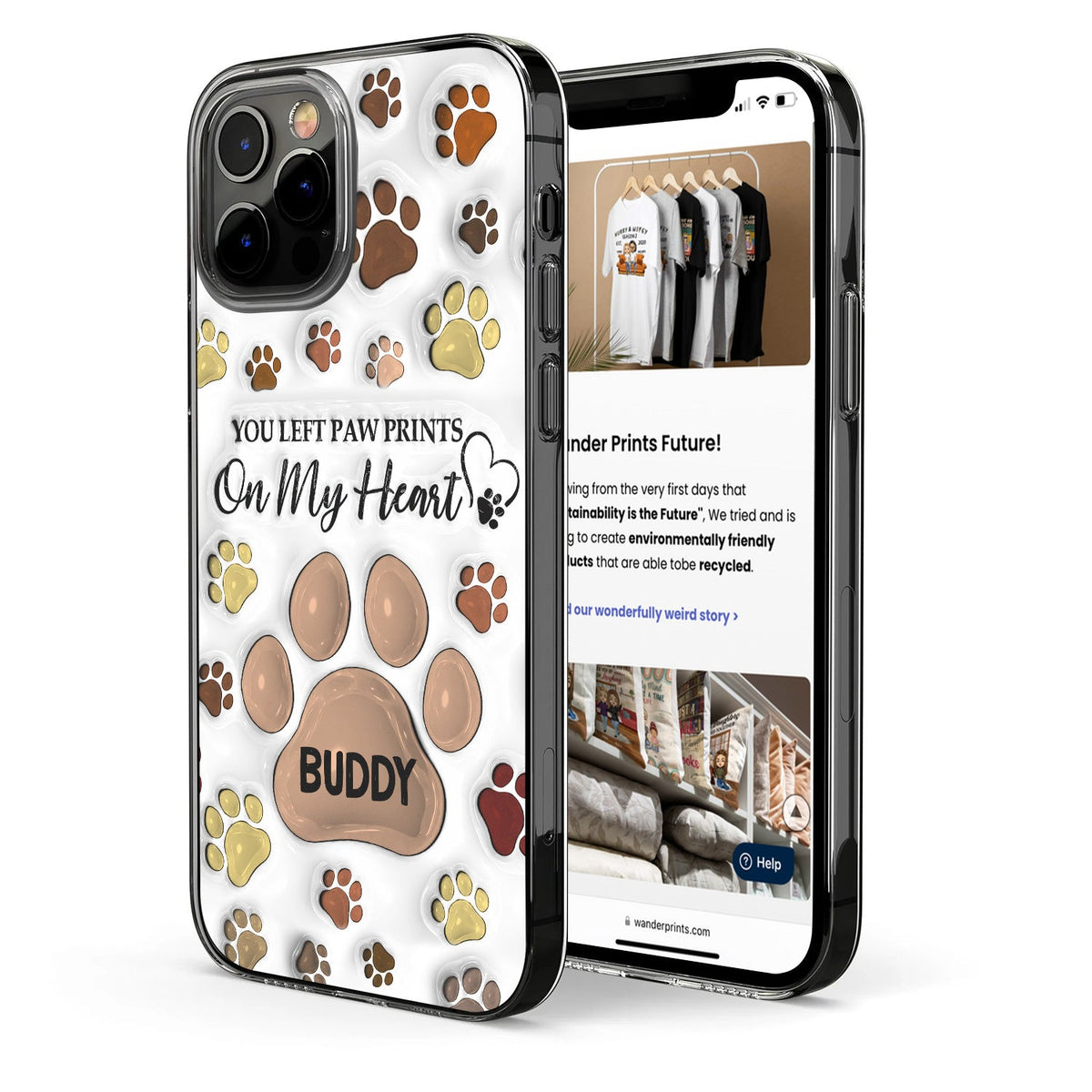 You Left Paw Prints - Memorial Gift For Dog Lovers, Cat Lovers - 3D Inflated Effect Printed, Personalized Clear Phone Case