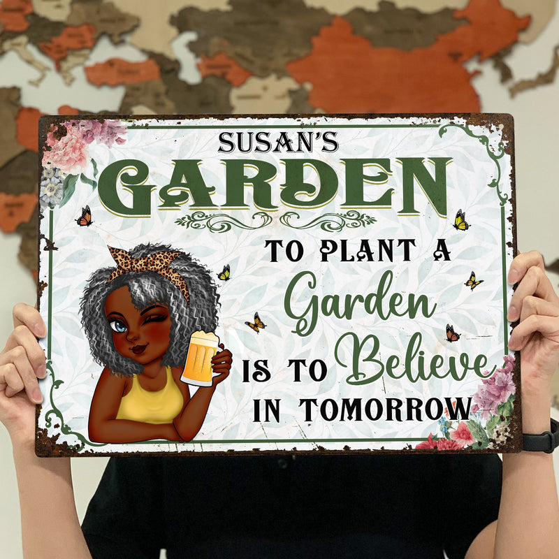 And Into The Garden I Go - Backyard Sign, Gift For Gardening Lovers, Gardeners - Personalized Classic Metal Signs
