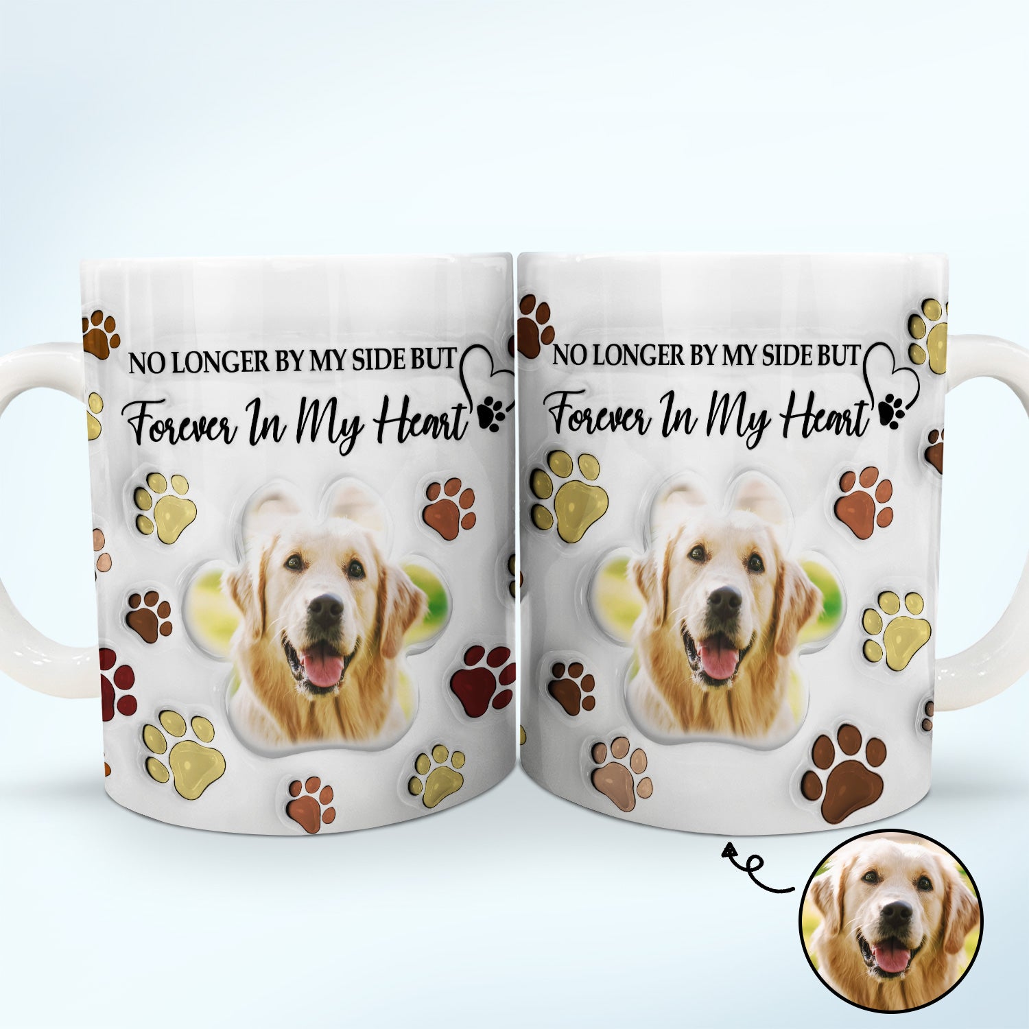Custom Photo Forever In My Heart - Memorial Gift For Dog Lovers, Cat Lovers - 3D Inflated Effect Printed Mug, Personalized White Edge-to-Edge Mug