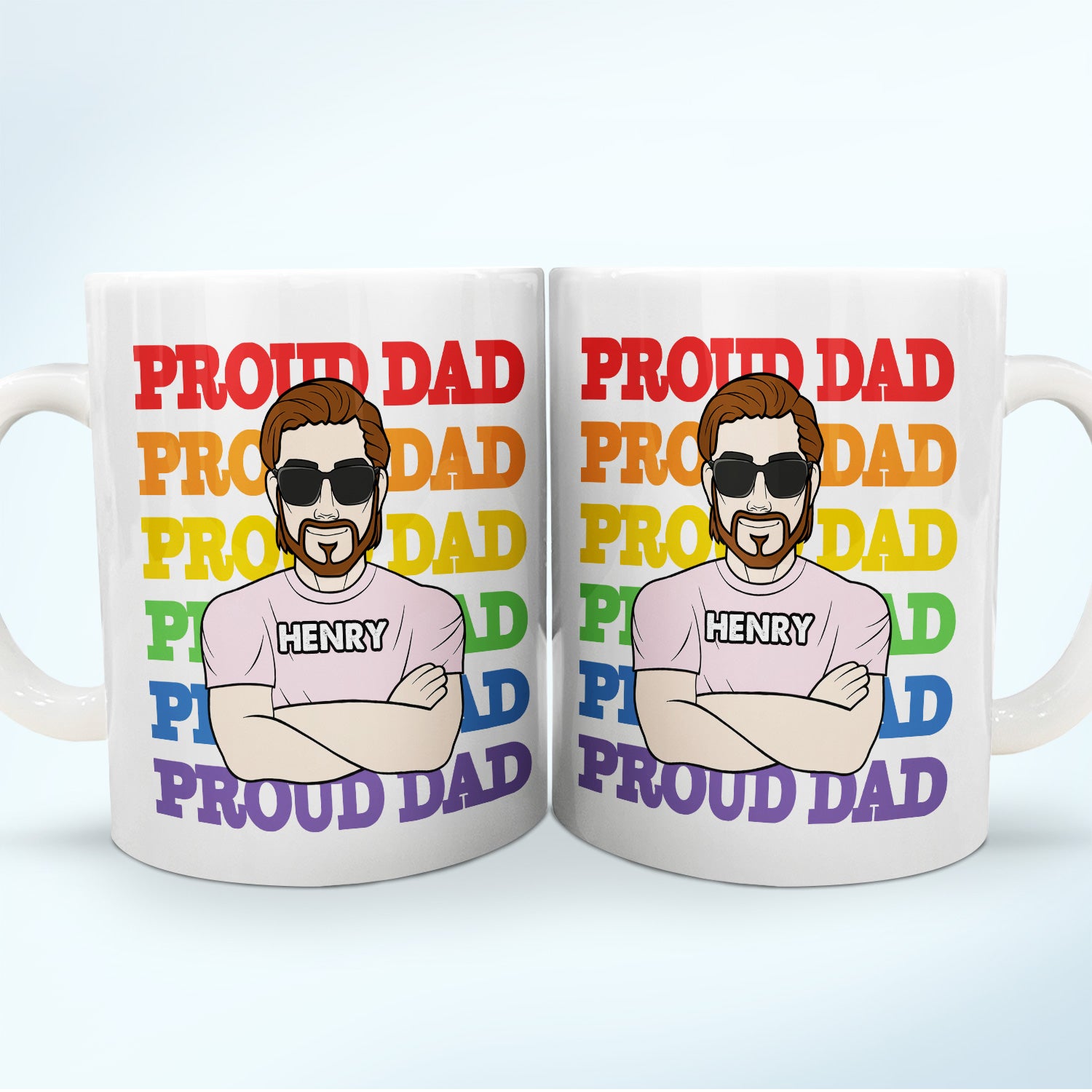 Proud Dad - Funny Gift For Pride Dad, Father, Grandpa - Personalized White Edge-to-Edge Mug