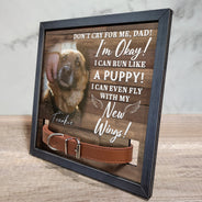 Photo personnalisée « Ne pleure pas pour moi, je vais bien » - Panneau personnalisé pour perte d'animal de compagnie, cadre pour collier