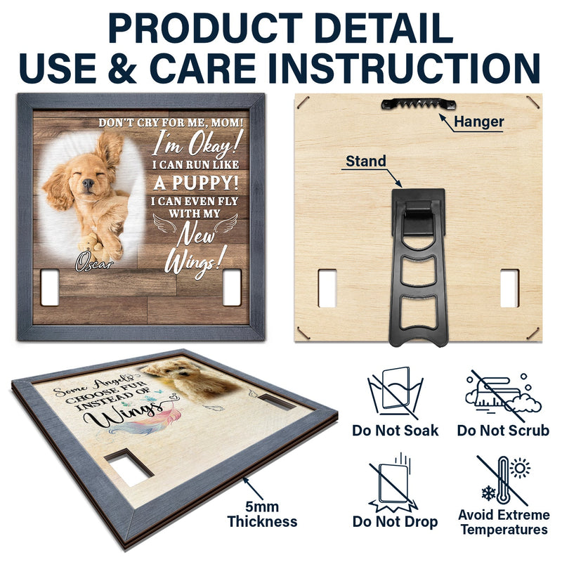 Custom Photo Don't Cry For Me I'm Okay - Personalized Pet Loss Sign, Collar Frame