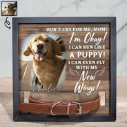 Photo personnalisée « Ne pleure pas pour moi, je vais bien » - Panneau personnalisé pour perte d'animal de compagnie, cadre pour collier