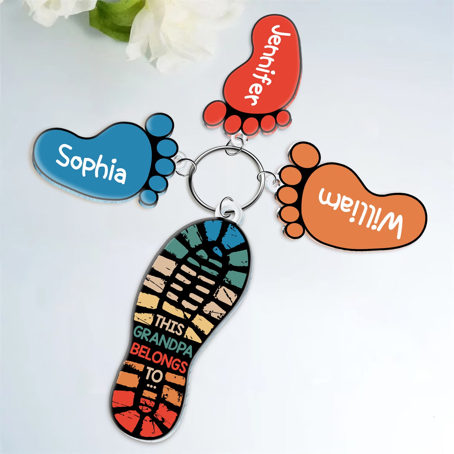 This Grandpa Belongs To - Personalized Acrylic Tag Keychain
