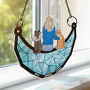Best Cat Dad Ever - Personalized Window Hanging Suncatcher Ornament
