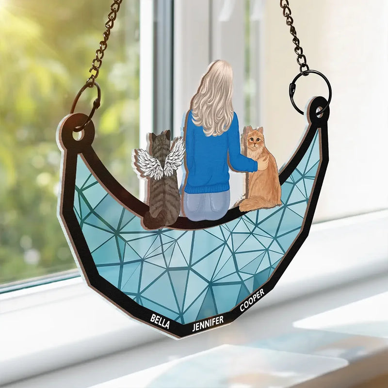 Best Cat Dad Ever - Personalized Window Hanging Suncatcher Ornament