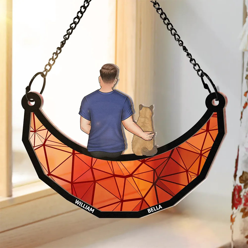 Best Cat Dad Ever - Personalized Window Hanging Suncatcher Ornament