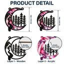 Moon Shape We Love You To The Wood And Back - Personalized Window Hanging Suncatcher Ornament