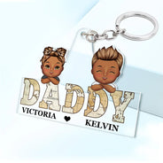 Porte-clés en acrylique découpé personnalisé avec titres de cartes vintage Chibi Kids