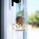 Vintage Map Titles Chibi Kids - Personalized Cutout Acrylic Keychain