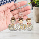 Vintage Map Titles Chibi Kids - Personalized Cutout Acrylic Keychain