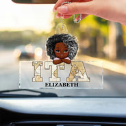 Vintage Map Titles Chibi Kids - Personalized Acrylic Car Hanger