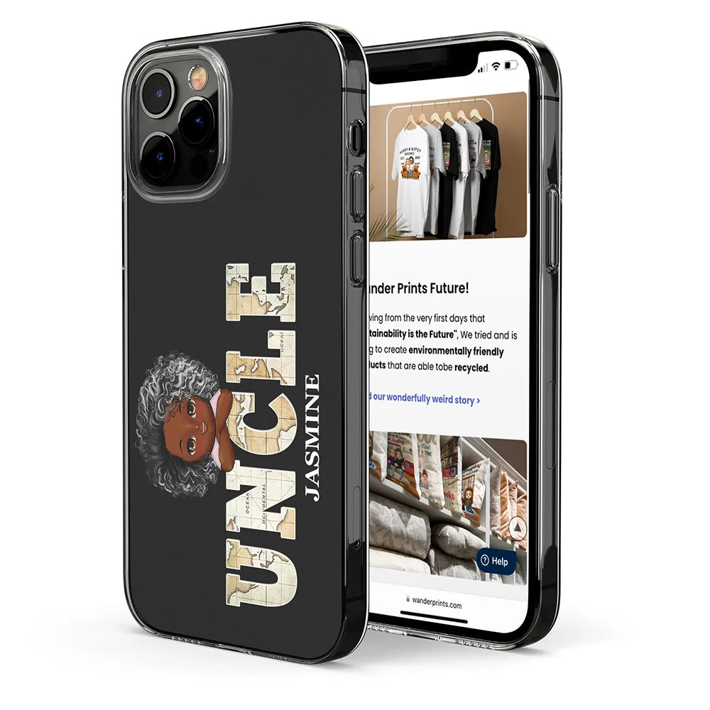 Vintage Map Titles Chibi Kids - Personalized Clear Phone Case