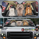 Stars And Stripes Dog Cat On The Drive - Personalized Auto Sunshade