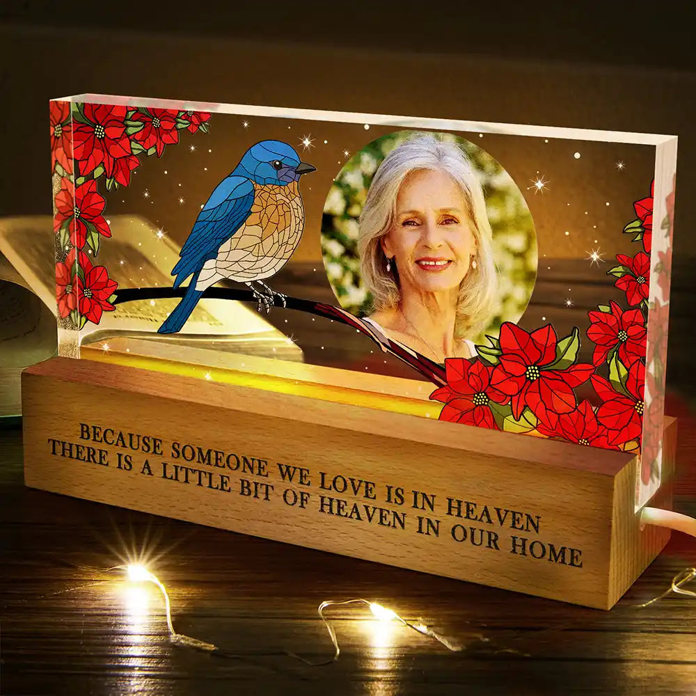 Photo personnalisée Votre lumière brillera toujours dans mon cœur Mémorial - Lumière LED rectangulaire personnalisée