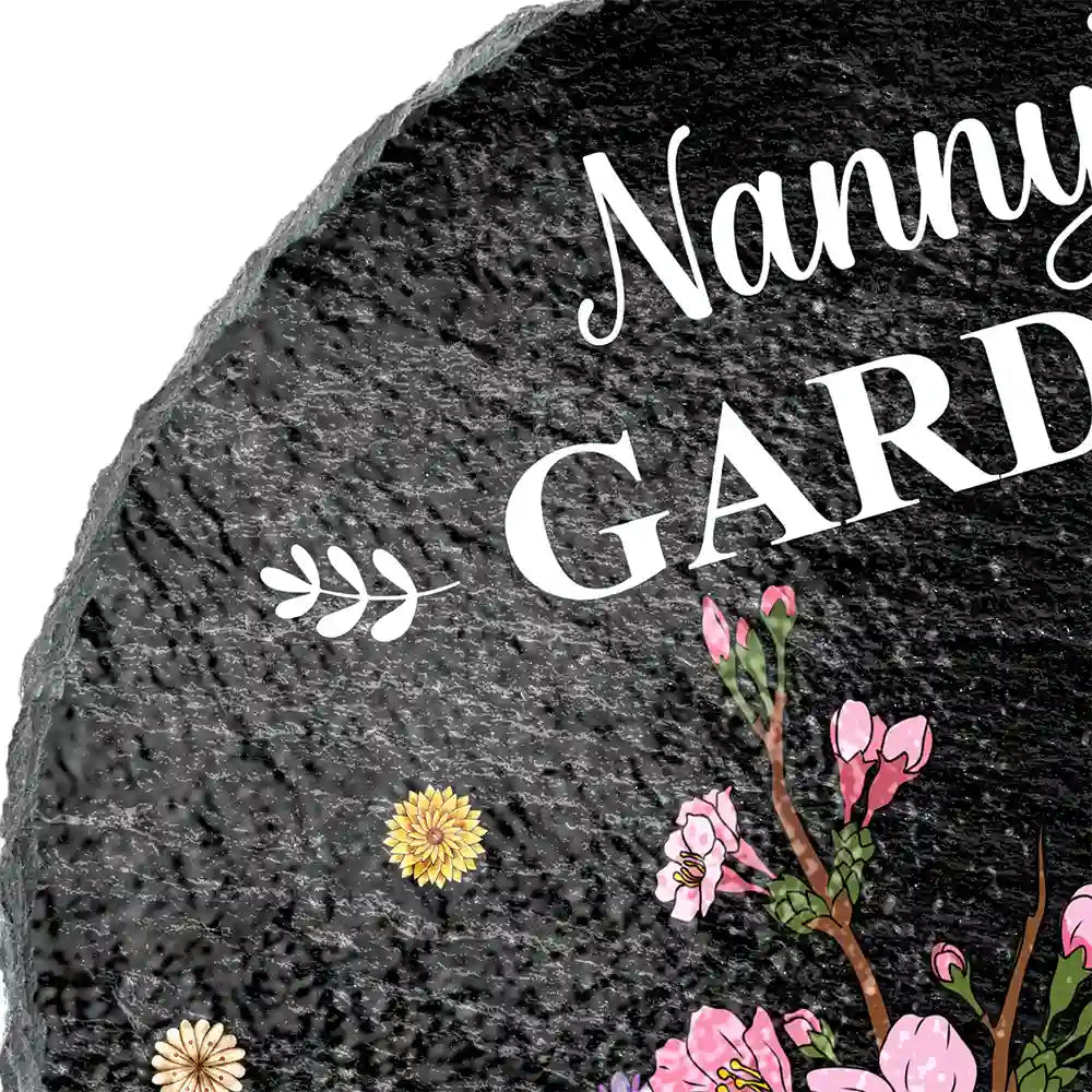 Grandma's Garden Blooming For You - Personalized Circle Memorial Garden Stone