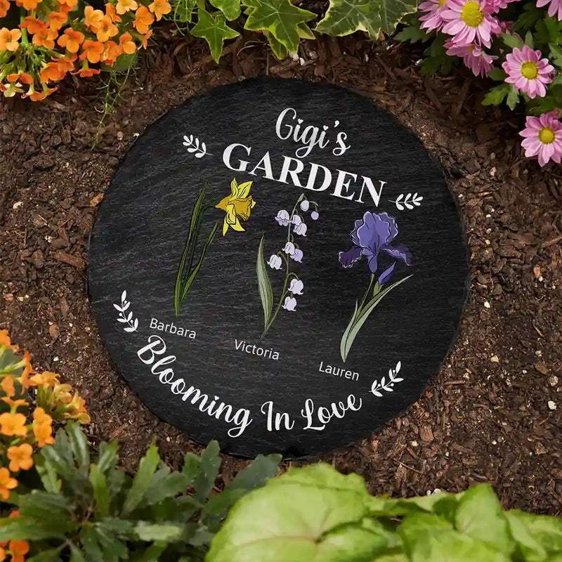 Grandma's Garden Blooming For You - Personalized Circle Memorial Garden Stone
