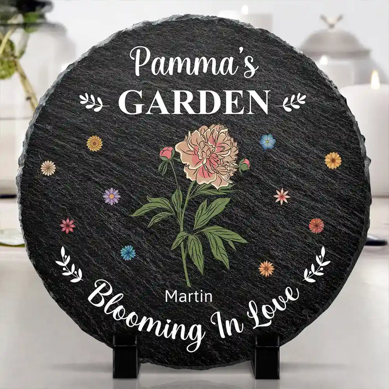 Grandma's Garden Blooming For You - Personalized Circle Memorial Garden Stone