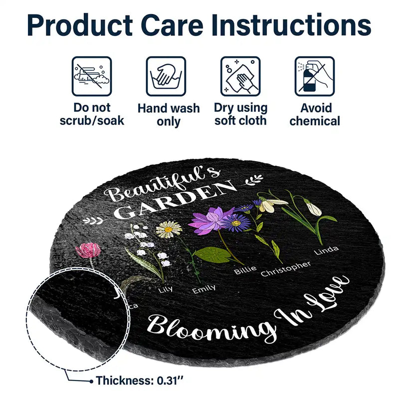 Grandma's Garden Blooming For You - Personalized Circle Memorial Garden Stone