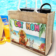 Dog Mom Cat Mom Fur Mom - Personalized Jute Tote Bag