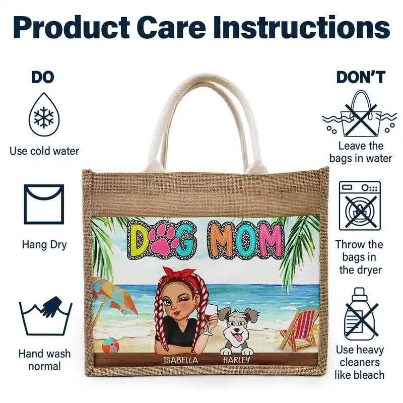 Dog Mom Cat Mom Fur Mom - Personalized Jute Tote Bag