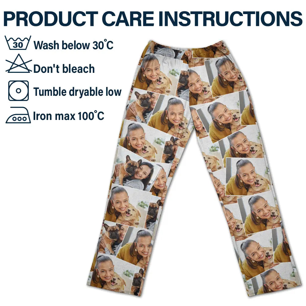 Custom Photo Family Human Pet Pictures - Personalized Pajama Pants