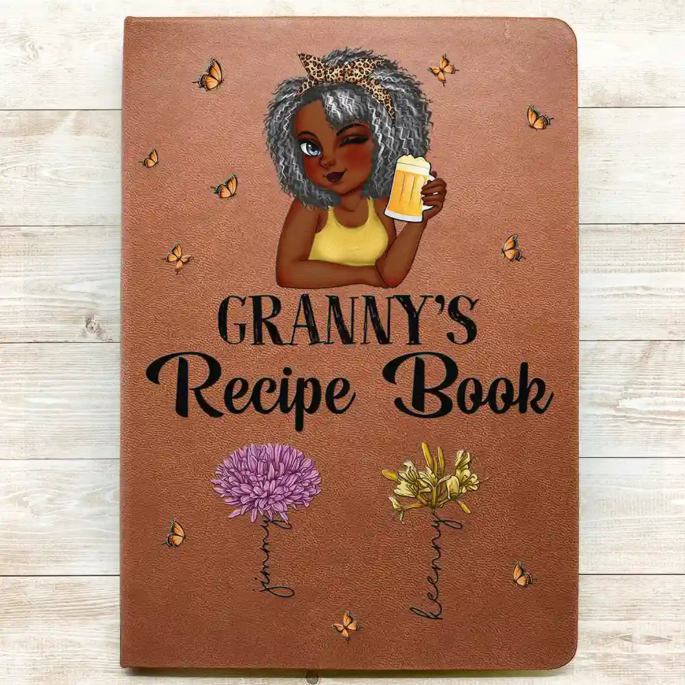 Livre de recettes pour grand-mère, maman, tante - Journal en cuir personnalisé 
