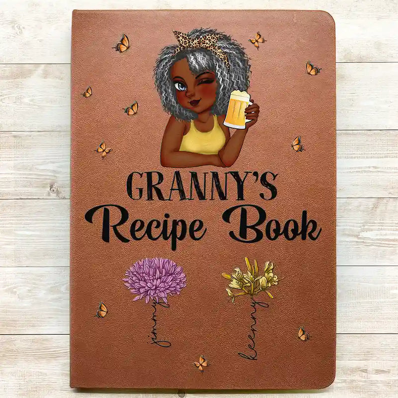 Livre de recettes pour grand-mère, maman, tante - Journal en cuir personnalisé 