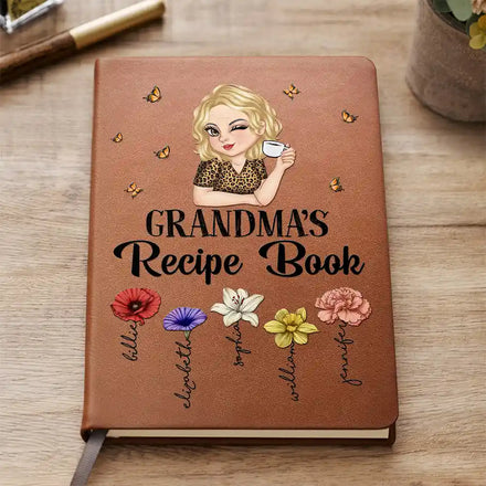 Livre de recettes pour grand-mère, maman, tante - Journal en cuir personnalisé 