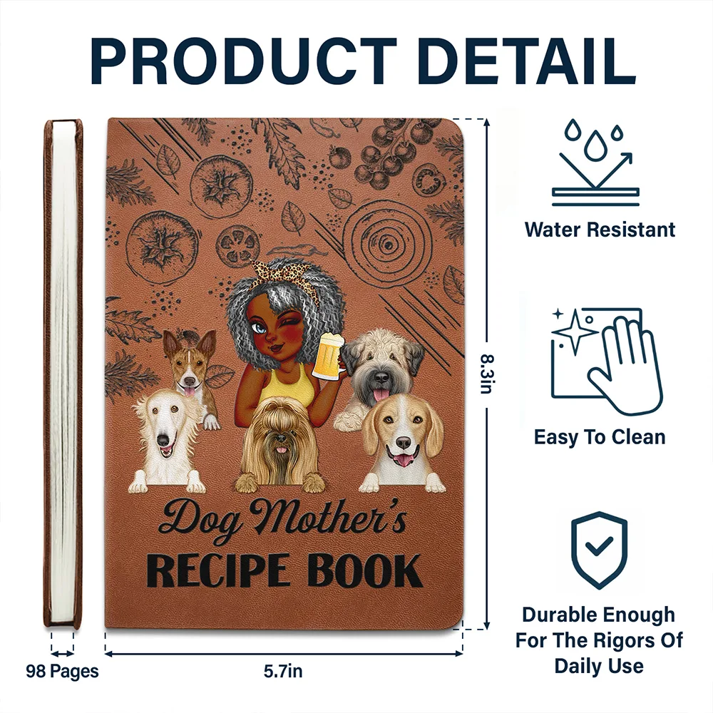 Dog Mom's Recipe Book - Personalized Leather Journal