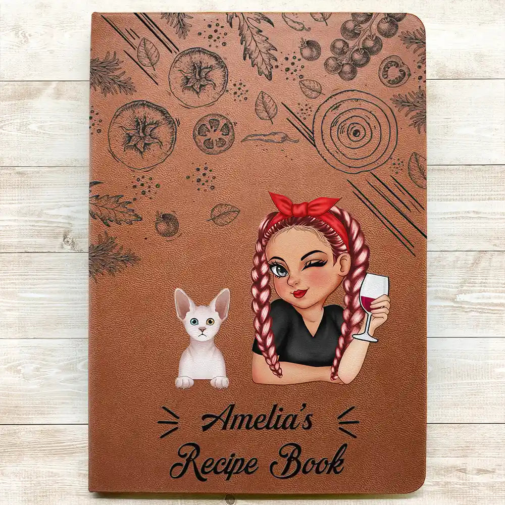 Pet Mom Recipe CookBook - Personalized Leather Journal