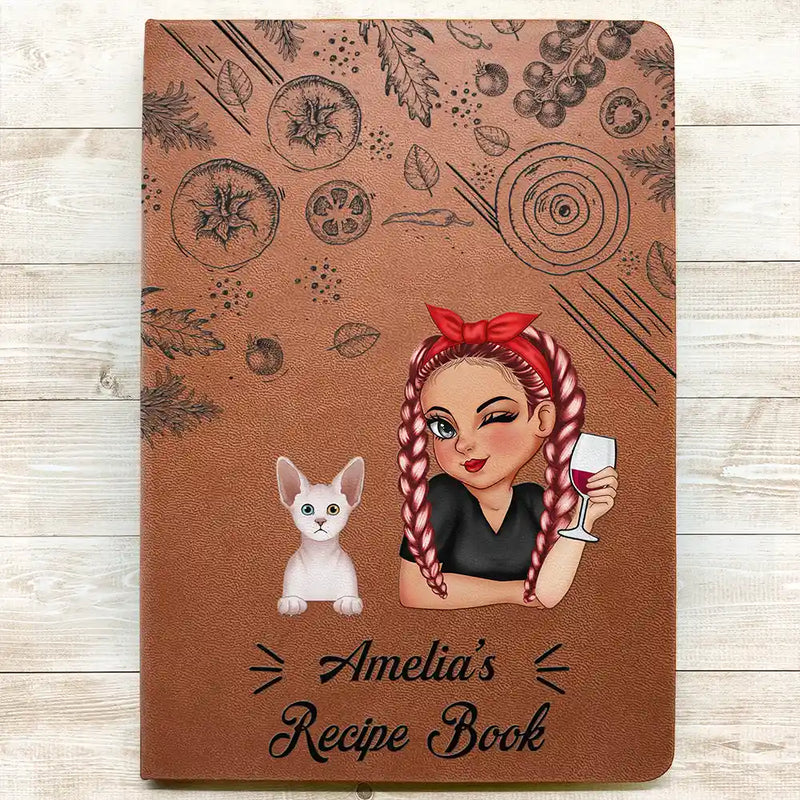 Pet Mom Recipe CookBook - Personalized Leather Journal