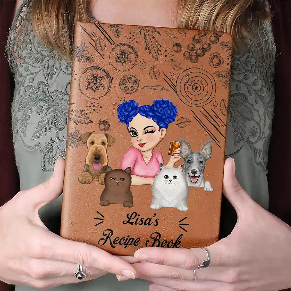 Pet Mom Recipe CookBook - Personalized Leather Journal