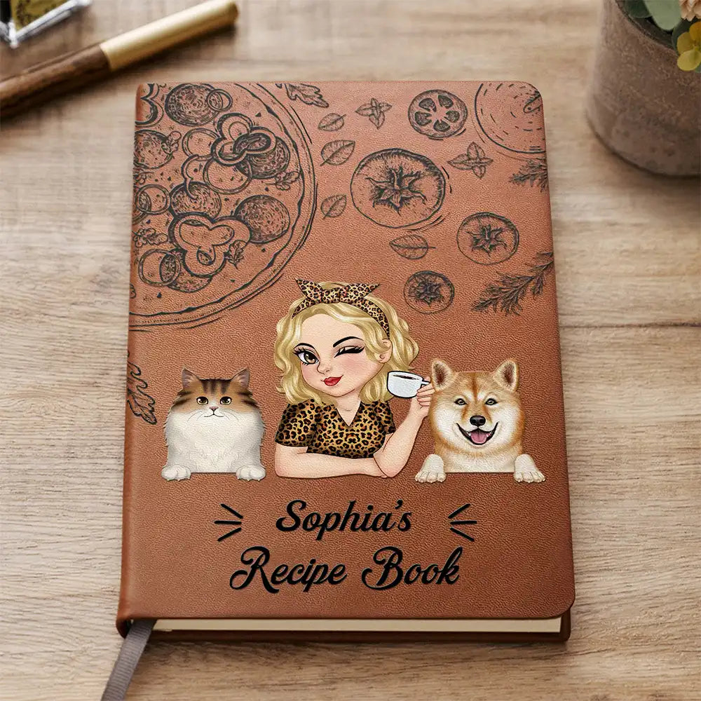 Pet Mom Recipe CookBook - Personalized Leather Journal