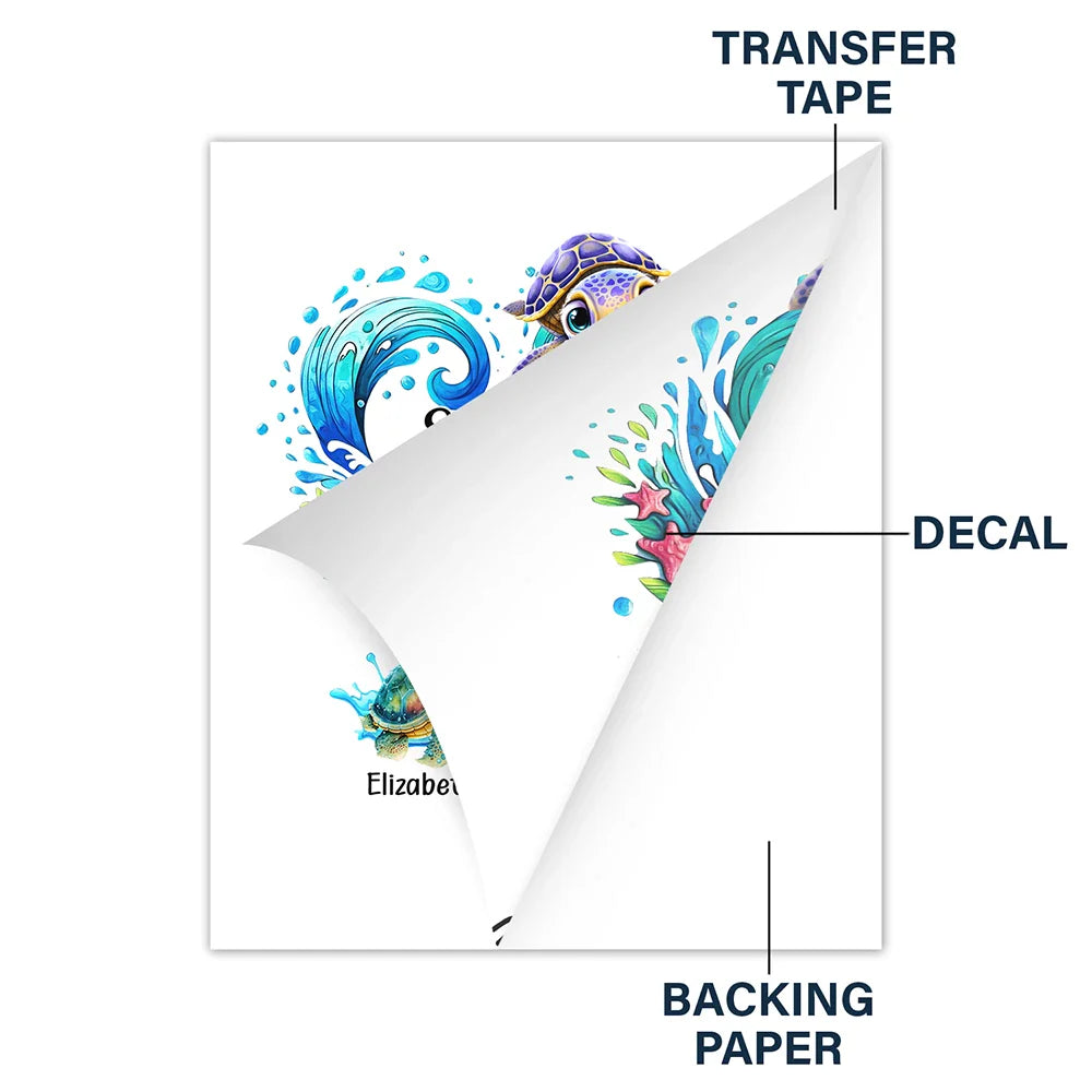 Grandma Mom And Baby Turtles - Personalized Decor Decal