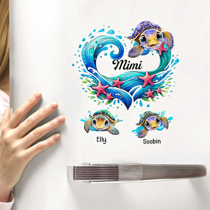 Grandma Mom And Baby Turtles - Personalized Decor Decal
